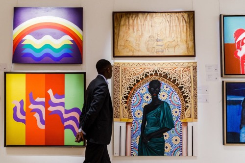 LONDON, ENGLAND - OCTOBER 17: Sothebys London exhibition of Modern & Contemporary African art goes o